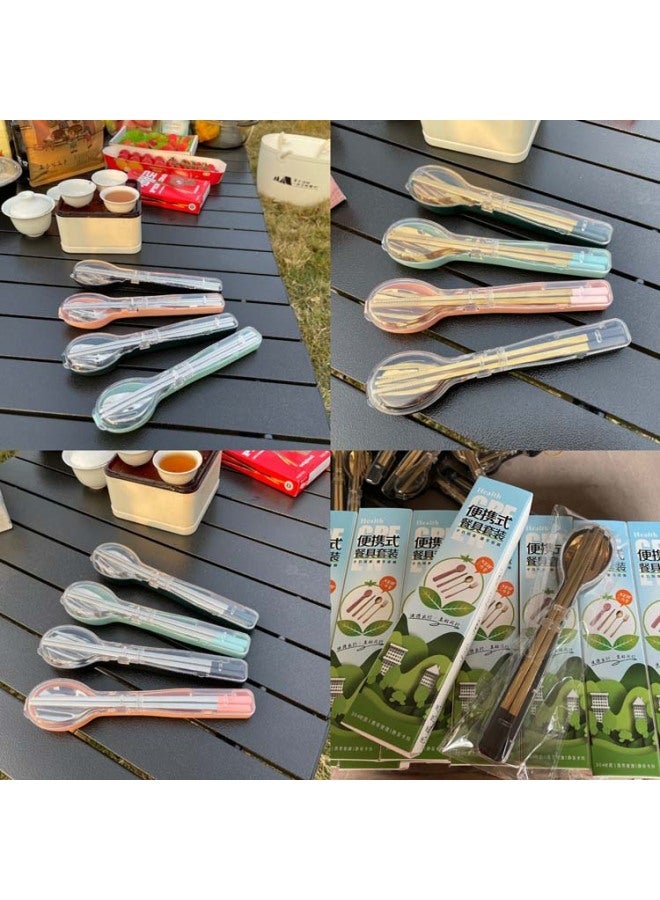 304 Stainless Steel Portable Tableware Three-Piece Gift Tableware Outdoor Camping Student Tableware Spoon Fork Chopsticks Set-Specifications:Golden Ink Black Three-piece Set ] - Image 5