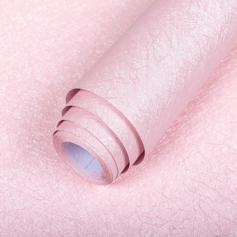 Abyssaly 157 inch X 118 inch Pink Wallpaper Embossed Self Adhesive Peel and Stick Removable Home Decorative Vinyl Film Cabinet Furniture Countertop Solid Color Shelf Paper Silk