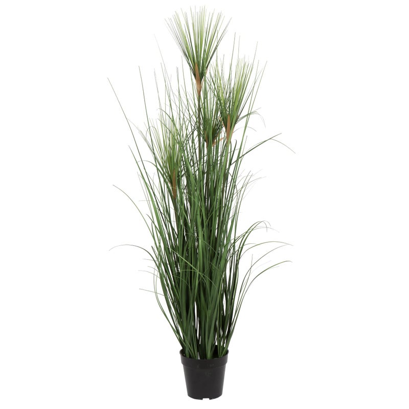 Vickerman Vickerman Everyday 48 Artificial Green Brushed Grass with Black Plastic Pot  Faux Grass Plant Decor  Home Or Office Indoor Greenery Accent  Maintenance Free