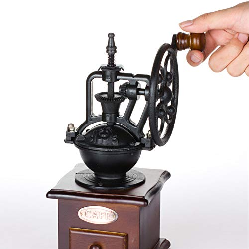 Yuehua Manual Coffee Grinder Antique Cast Iron Hand Crank Coffee Mill With Grind Settings & Catch Drawer ，120 x 120 x 260mm - Image 3
