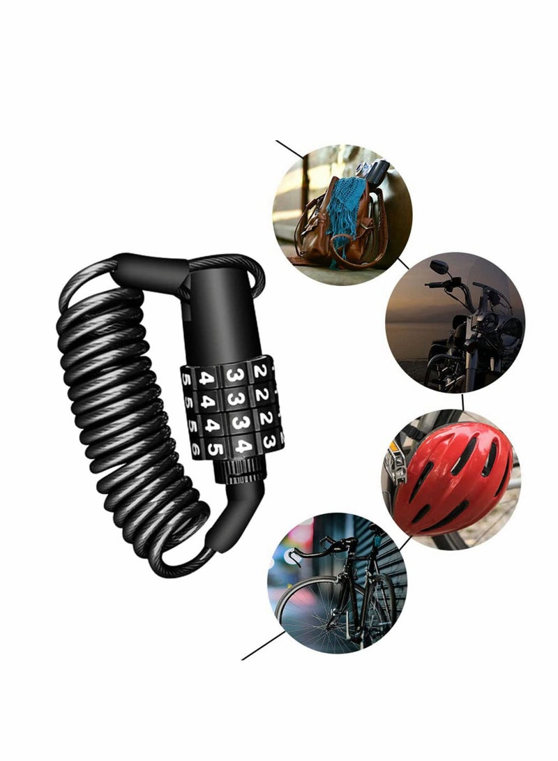 Excefore Motorcycle Helmet Lock, Bike Lock, 4 Digit Little Cable Lock, Retractable Luggage Lock, Stroller Lock, Combination Portable Combination Security Lock for Bike Motorcycle Cycling Accessories - Image 2