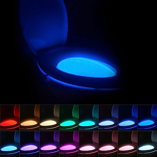 Chunace Toilet Bowl Night Light Motion Sensor, 16 Color Changing LED Gadgets for Bathroom Accessories Decor, Cool Gag Stuff for Men, Kids, Funny Stocking Stuffer Gifts 2025 - Image 1