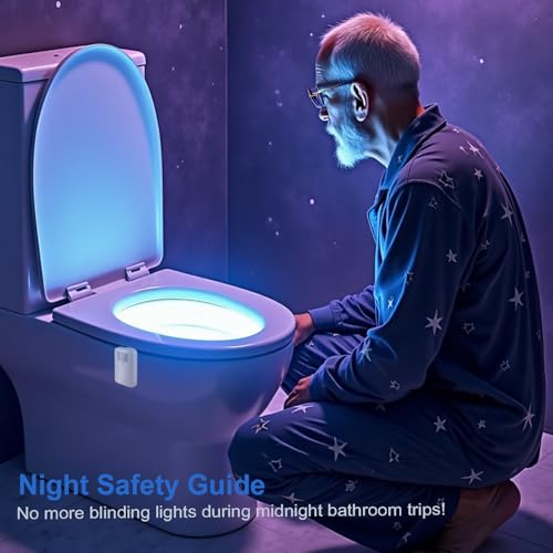 Chunace Toilet Bowl Night Light Motion Sensor, 16 Color Changing LED Gadgets for Bathroom Accessories Decor, Cool Gag Stuff for Men, Kids, Funny Stocking Stuffer Gifts 2025 - Image 5