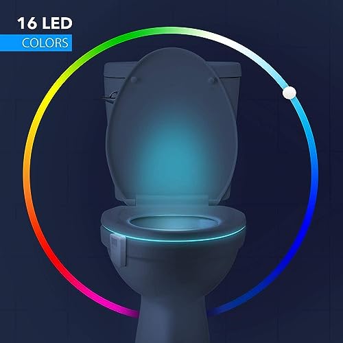 Chunace Toilet Bowl Night Light Motion Sensor, 16 Color Changing LED Gadgets for Bathroom Accessories Decor, Cool Gag Stuff for Men, Kids, Funny Stocking Stuffer Gifts 2025 - Image 3