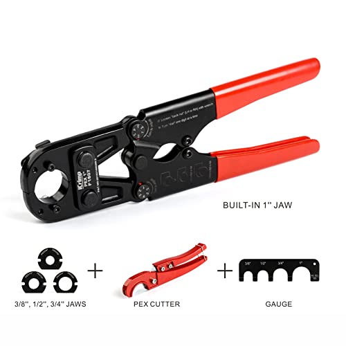 IWISS iCrimp PEX Crimping Tool Kit for 3/8 inch, 1/2 inch, 3/4 inch, 1 inch Pex Copper Crimp Rings, c/w PEX Cutter,Go-no-go Gauge, Meets ASTM F1807 Standard - Image 5