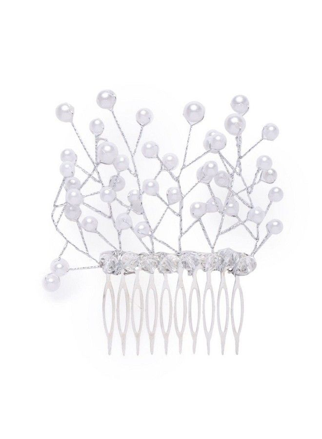 ACCESSHER Silver Plated Beaded Tiara Comb Indo Western Fancy Hair Clip/Side Pin/Comb Pin/Jooda Pin Hair Accessories With Pearls For Women And Girls - Image 1