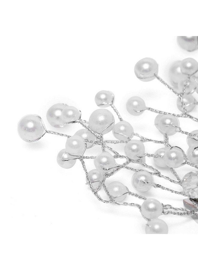 ACCESSHER Silver Plated Beaded Tiara Comb Indo Western Fancy Hair Clip/Side Pin/Comb Pin/Jooda Pin Hair Accessories With Pearls For Women And Girls - Image 4