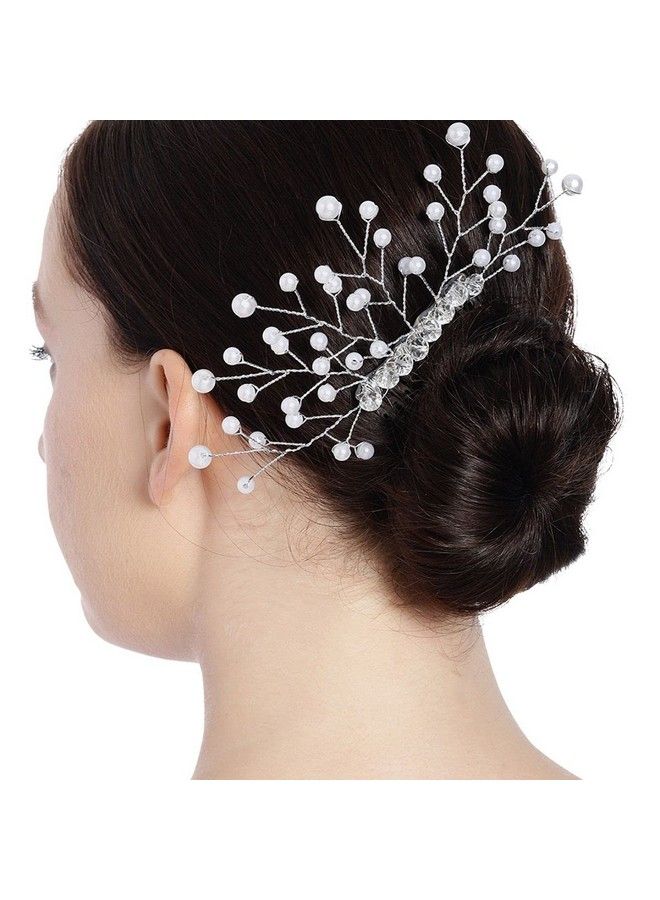 ACCESSHER Silver Plated Beaded Tiara Comb Indo Western Fancy Hair Clip/Side Pin/Comb Pin/Jooda Pin Hair Accessories With Pearls For Women And Girls - Image 5