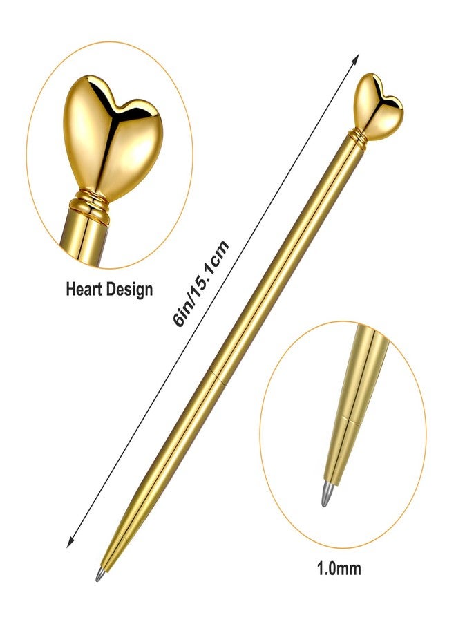 KFHENSOMR 2Pcs Heart Shaped Pens Valentine Heart Shaped Pens 1.0 mm (Gold) - Image 2