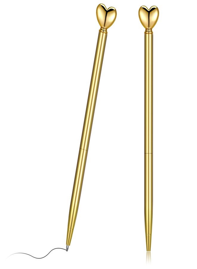 KFHENSOMR 2Pcs Heart Shaped Pens Valentine Heart Shaped Pens 1.0 mm (Gold) - Image 1