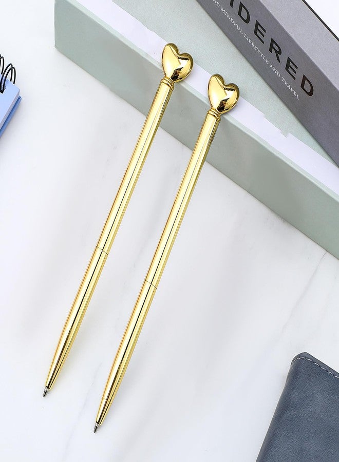 KFHENSOMR 2Pcs Heart Shaped Pens Valentine Heart Shaped Pens 1.0 mm (Gold) - Image 3