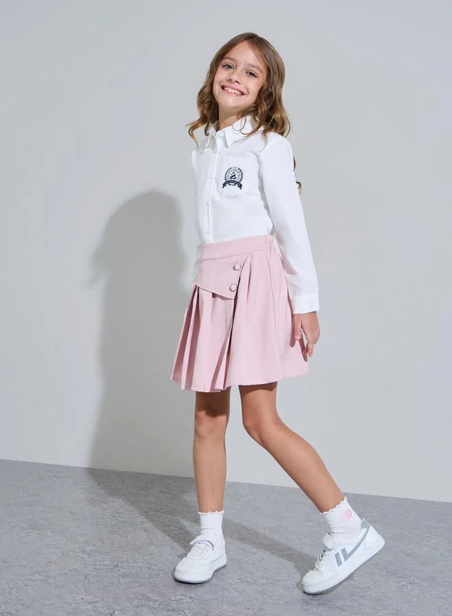 Styli Girl White Side Embroidery Logo Oversized shirt
