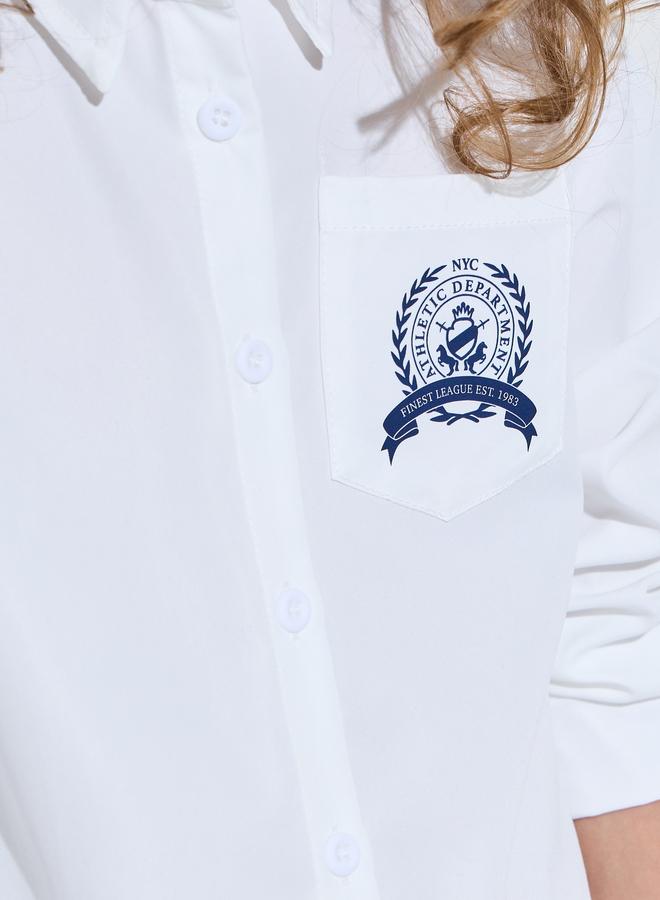 Styli Girl White Side Embroidery Logo Oversized shirt - Image 3