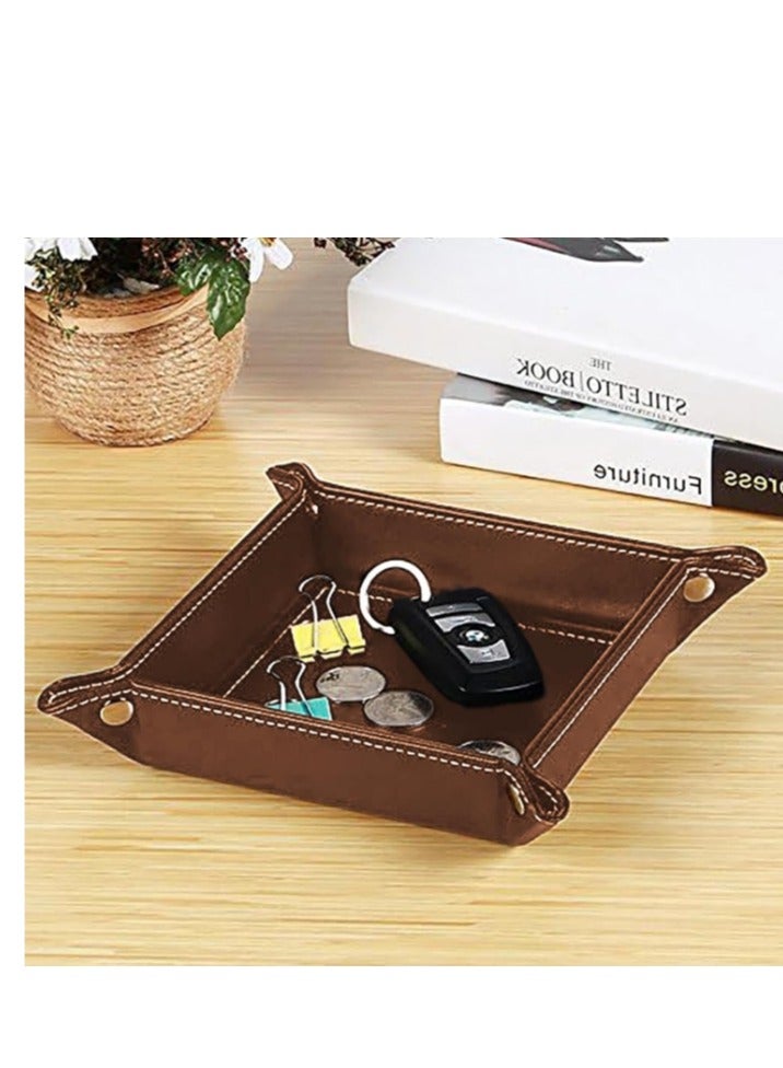 OASIS-TH Valet Tray Desktop Storage Organizer, Premium PU Leather Catchall Tray Bedside Vanity Tray Nightstand Caddy Holder for Remote Controller, Keys, Phone, Wallet, Coin, Jewelry  - Image 2