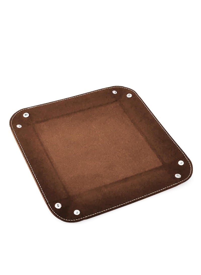 OASIS-TH Valet Tray Desktop Storage Organizer, Premium PU Leather Catchall Tray Bedside Vanity Tray Nightstand Caddy Holder for Remote Controller, Keys, Phone, Wallet, Coin, Jewelry  - Image 3