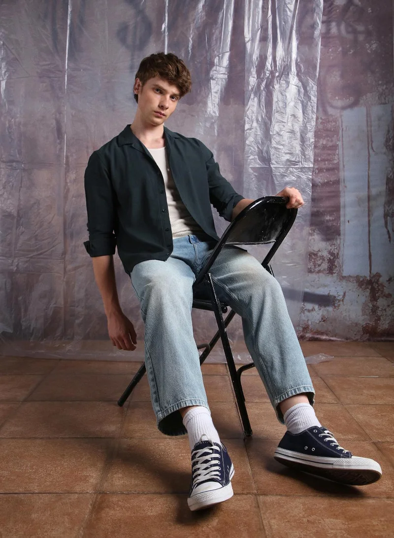 Hubberholme Men Comfort Fit Cuban Collar Textured Casual Shirt