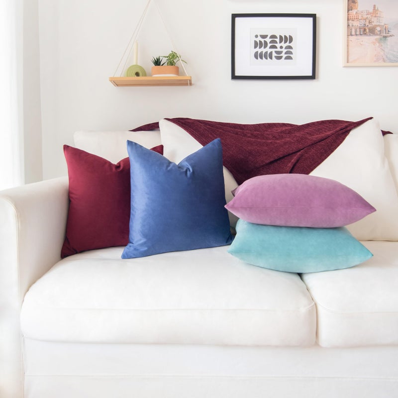 MONDAY MOOSE Decorative Throw Pillow Covers Cushion Cases  Set of 4 Soft Velvet Modern Designs  Mix and Match for Home Decor  Pillow Inserts Not Included (18x18 inch  Purple/Blue) - Image 3