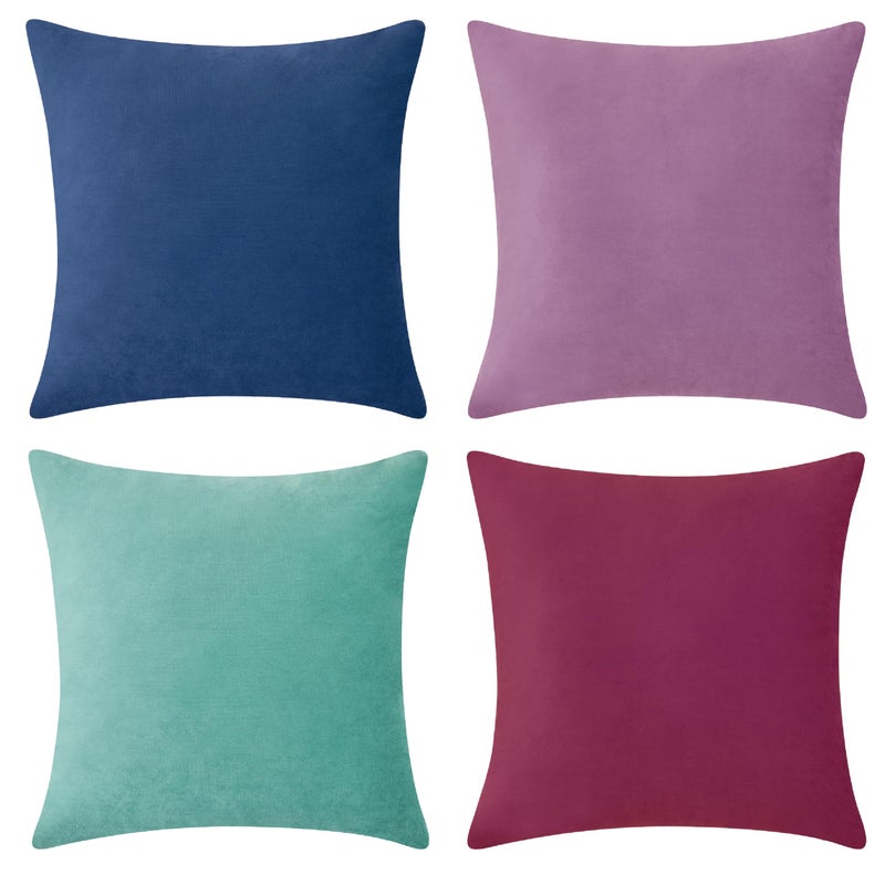 MONDAY MOOSE Decorative Throw Pillow Covers Cushion Cases  Set of 4 Soft Velvet Modern Designs  Mix and Match for Home Decor  Pillow Inserts Not Included (18x18 inch  Purple/Blue) - Image 1