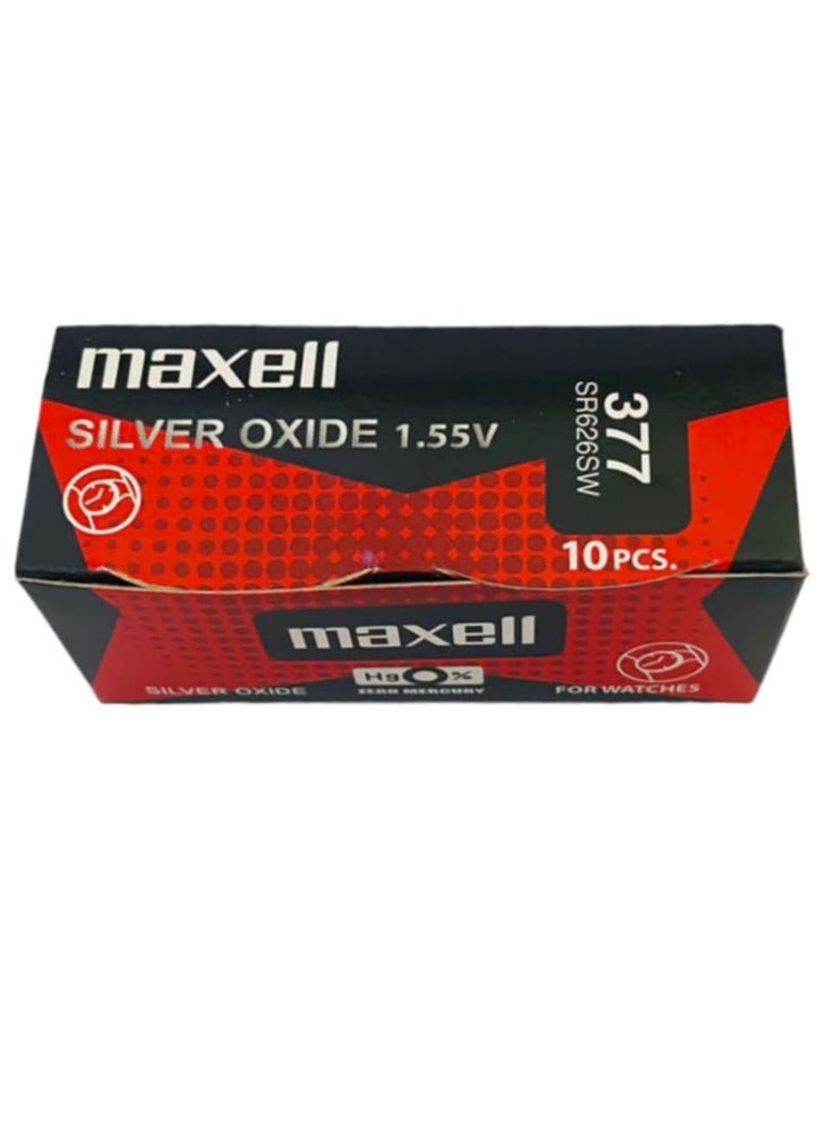 Maxel Set of 10 Maxell Silver Oxide Batteries SR626SW 377 Japanese - Image 1