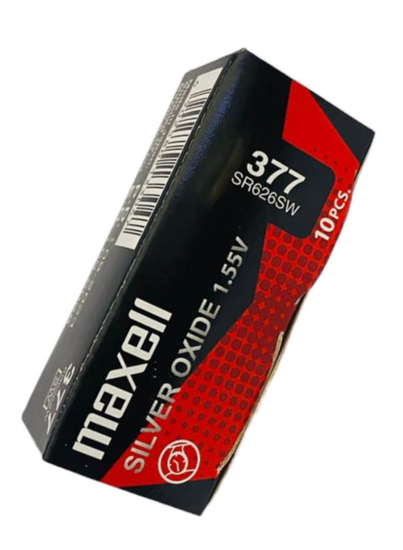 Maxel Set of 10 Maxell Silver Oxide Batteries SR626SW 377 Japanese - Image 3