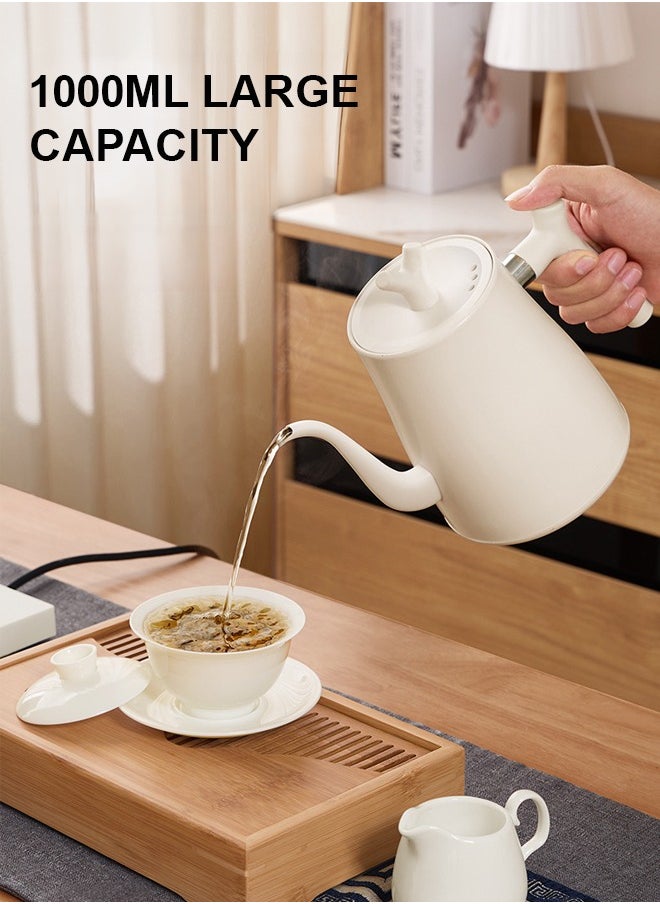 PAKCHOICE Electric Gooseneck Coffee Kettle Stainless Steel Electric Water Kettle With 7 Preset Temperature Indicate Constant Temperature And Touch Screen Panel White 1L 1000W  - Image 3