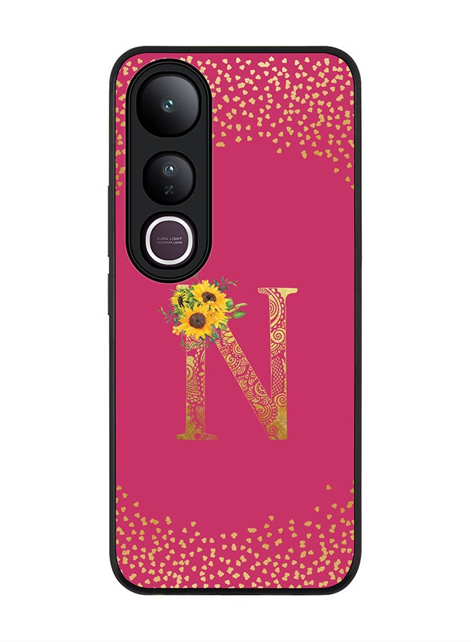 Stylizedd For vivo V50 Lite Case,Slim fit Camera Protection, Shockproof Thin Phone cover  - Custom Floral Monogram - N ( Deep Pink )