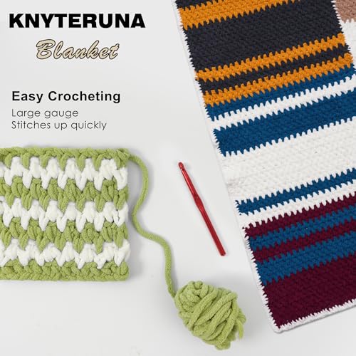 Knyteruna #6 Super Bulky Blanket Yarn for Crocheting - 4 Skeins(Each 10.5oz/300g, 220yds/201m), Chunky Chenille Thick Plush Big Soft Yarn for Crocheting Knitting Blankets, Lemon Lime - Image 5