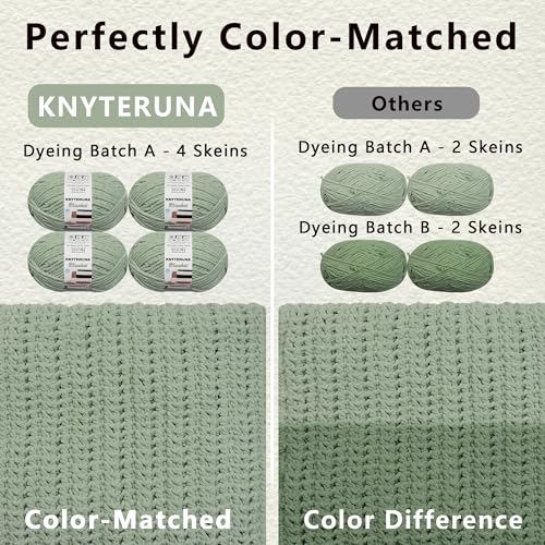 Knyteruna #6 Super Bulky Blanket Yarn for Crocheting - 4 Skeins(Each 10.5oz/300g, 220yds/201m), Chunky Chenille Thick Plush Big Soft Yarn for Crocheting Knitting Blankets, Lemon Lime - Image 3
