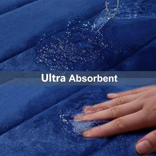 Buganda Memory Foam Bath Mat, 24" x 16", Ultra Soft and Non-Slip Bathroom Rugs, Water Absorbent and Machine Washable Bath Rug for Bathroom, Shower, and Tub, Navy Blue - Image 4