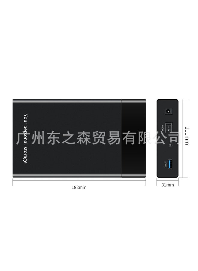 ماركة غير محددة صندوق القرص الصلب المحمول SATA مقاس 2.5/3.5 بوصة USB3.0 عالي السرعة لنقل البيانات بدون أدوات تثبيت صندوق حماية القرص الصلب الخارجي - اللون: أسود  - Image 4