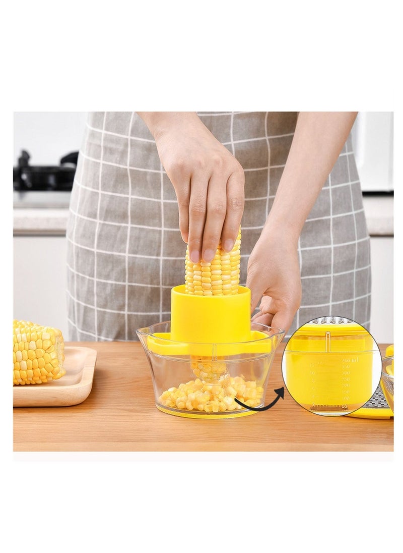 Generic - Corn Peeler Tool, Corn Stripper & Remover with Built-In Cup Grater, Corn Cutter with Bowl and Safety Handle, Ginger Grater, Essential Kitchen Gadget for Corn on the Cob - Image 1