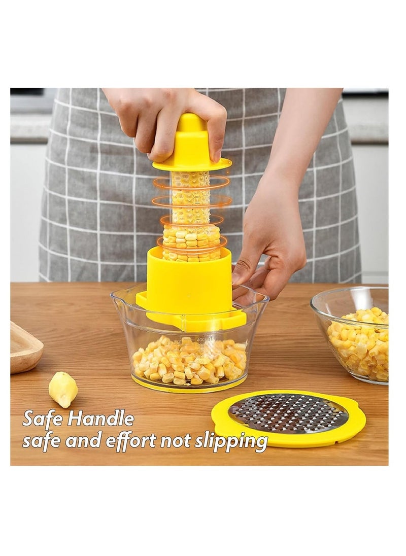 Generic - Corn Peeler Tool, Corn Stripper & Remover with Built-In Cup Grater, Corn Cutter with Bowl and Safety Handle, Ginger Grater, Essential Kitchen Gadget for Corn on the Cob - Image 1