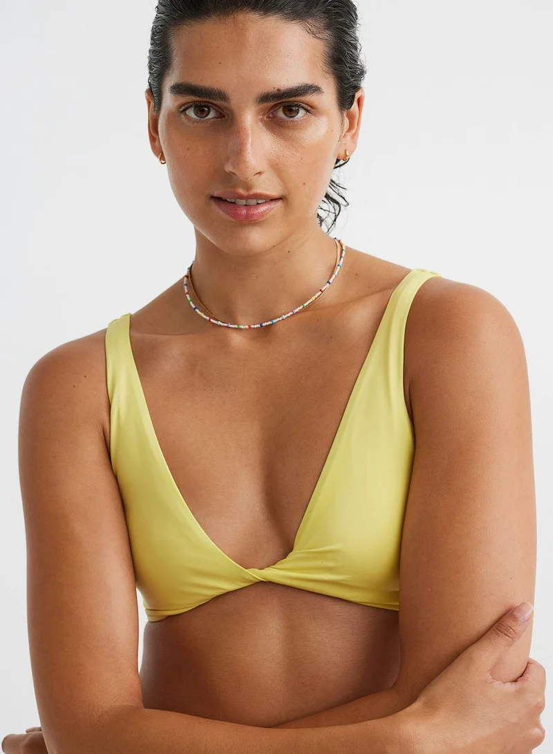 H&M Plunge Neck Knitted Bikini Top