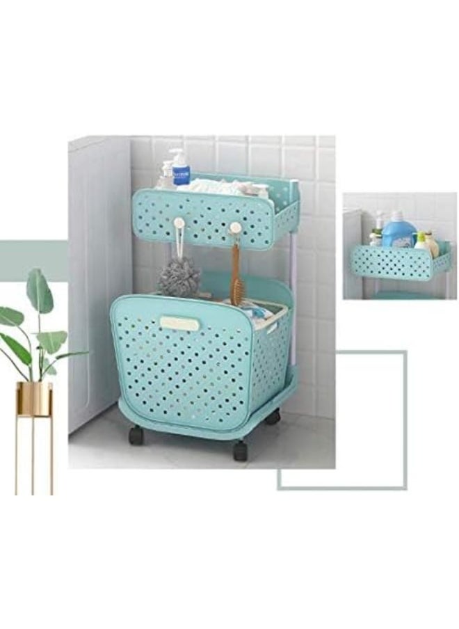 HOUSE OF QUIRK House of Quirk Dirty Laundry Basket (2-Tier, Blue, Large)  - Image 2