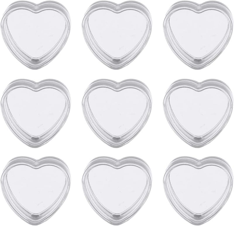 Qixivcom 60 Pcs 5g Empty Clear Cream Box Jars Heart Shaped Pot Jars Refillable Plastic Cream Jar Cosmetic Container Makeup Sample Trial Case Storage with Lid for Lip Blam Lotion Eyeshadow Nails Powder