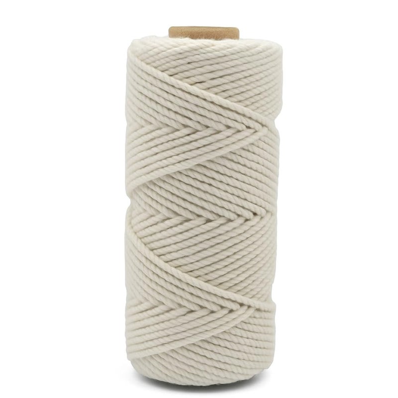 Bobbiny | 3 Ply Twisted Macrame Cotton Cord Dori (Roll Packaging) Thread for Macrame DIY and Other Projects | Off White | 2mm,50 Meter - Image 3