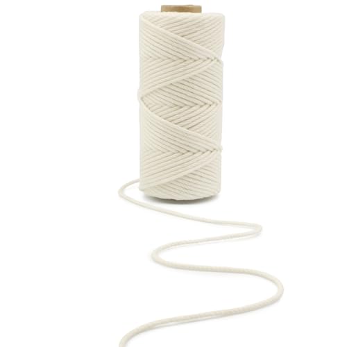 Bobbiny | 3 Ply Twisted Macrame Cotton Cord Dori (Roll Packaging) Thread for Macrame DIY and Other Projects | Off White | 2mm,50 Meter - Image 2