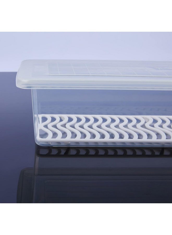 Rylan Rylan Plastic Fridge Storage Boxes (Pack Of 8), Fridge Organizer With Removable Drain Plate Tray Keeps Fruits, Vegetables, Meat, Fish Fresh Longer (1500 Ml),White  - Image 5
