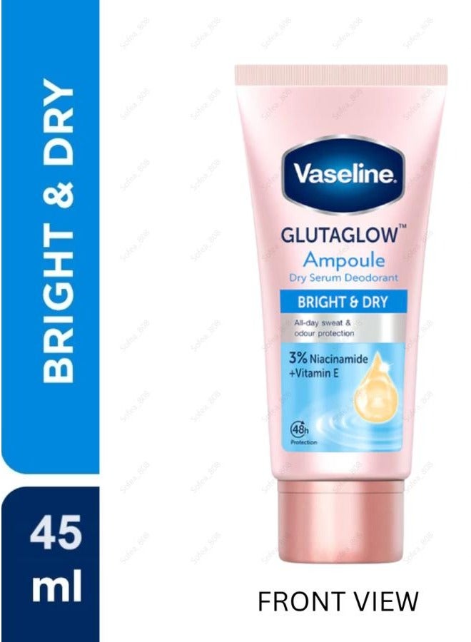 Vaseline Underarms Bright & Dry Serum Glutaglow Deodorant Collagen For White and Smooth 45ml