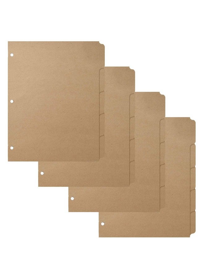 Homakover 3 Ring Binder Dividers With 5Tabs For Letter Size 1/5 Cut 3Hole Punched Blank Kraft Paper Index Dividers 8.5” X 11” For Extra Durable For College Adults  - Image 1