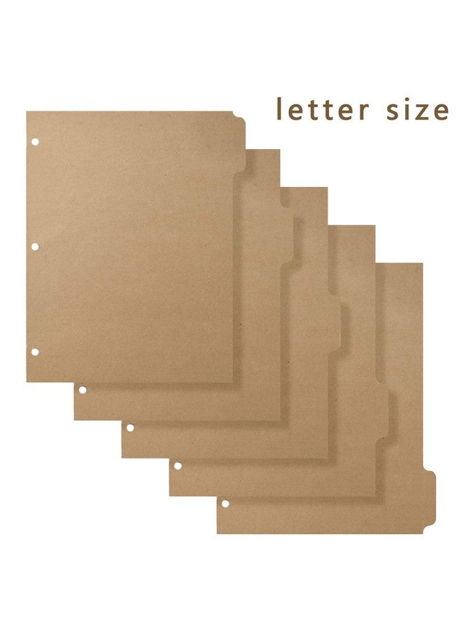 Homakover 3 Ring Binder Dividers With 5Tabs For Letter Size 1/5 Cut 3Hole Punched Blank Kraft Paper Index Dividers 8.5” X 11” For Extra Durable For College Adults  - Image 2