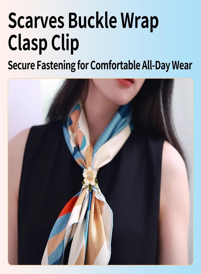 KGCGJVB Scarf Rings for Women Elegant Floral Jewelry Brooch and Shawl Clip Buckle Wrap Slides and Scarves Ring Pins Decorative Brooches Clips for Silk Scarf and Wrap Accessories Gold - Image 3