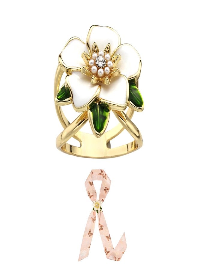 KGCGJVB Scarf Rings for Women Elegant Floral Jewelry Brooch and Shawl Clip Buckle Wrap Slides and Scarves Ring Pins Decorative Brooches Clips for Silk Scarf and Wrap Accessories Gold - Image 1