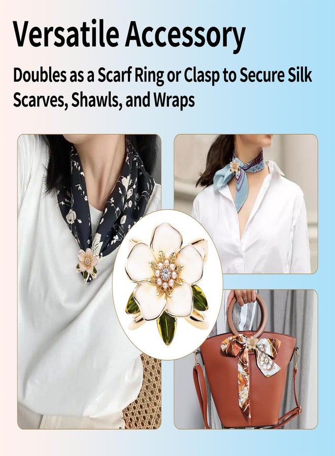 KGCGJVB Scarf Rings for Women Elegant Floral Jewelry Brooch and Shawl Clip Buckle Wrap Slides and Scarves Ring Pins Decorative Brooches Clips for Silk Scarf and Wrap Accessories Gold - Image 5