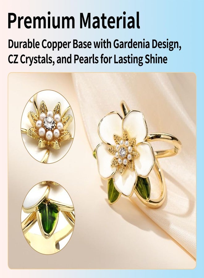 KGCGJVB Scarf Rings for Women Elegant Floral Jewelry Brooch and Shawl Clip Buckle Wrap Slides and Scarves Ring Pins Decorative Brooches Clips for Silk Scarf and Wrap Accessories Gold - Image 4