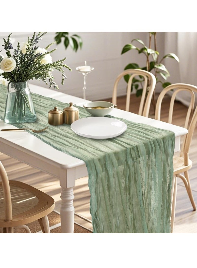 Cheesecloth Table Runner, 90*400cm Boho Gauze Cheese Cloth, Rustic Sheer Table Runners for Wedding Baby Bridal Shower Friendsgiving Party Fall Christmas Home Decorations - Image 1