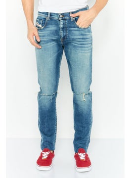 DIESEL Men Slim Fit Washed Denim Jeans, Blue  - Image 1