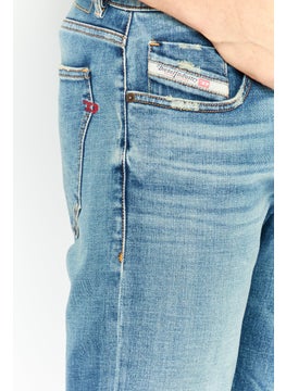 DIESEL Men Slim Fit Washed Denim Jeans, Blue  - Image 4