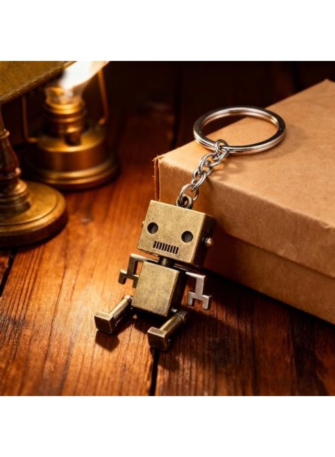 Robot Keychain, Vintage Style with Articulated Legs and Double Metal Rings for Keys - Image 2