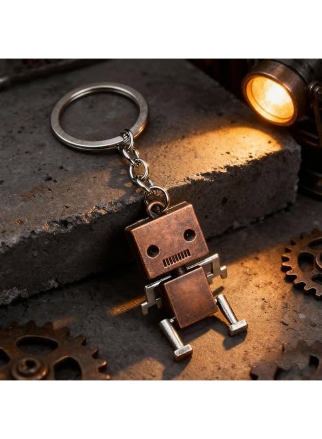 Robot Keychain, Vintage Style with Articulated Legs and Double Metal Rings for Keys - Image 3